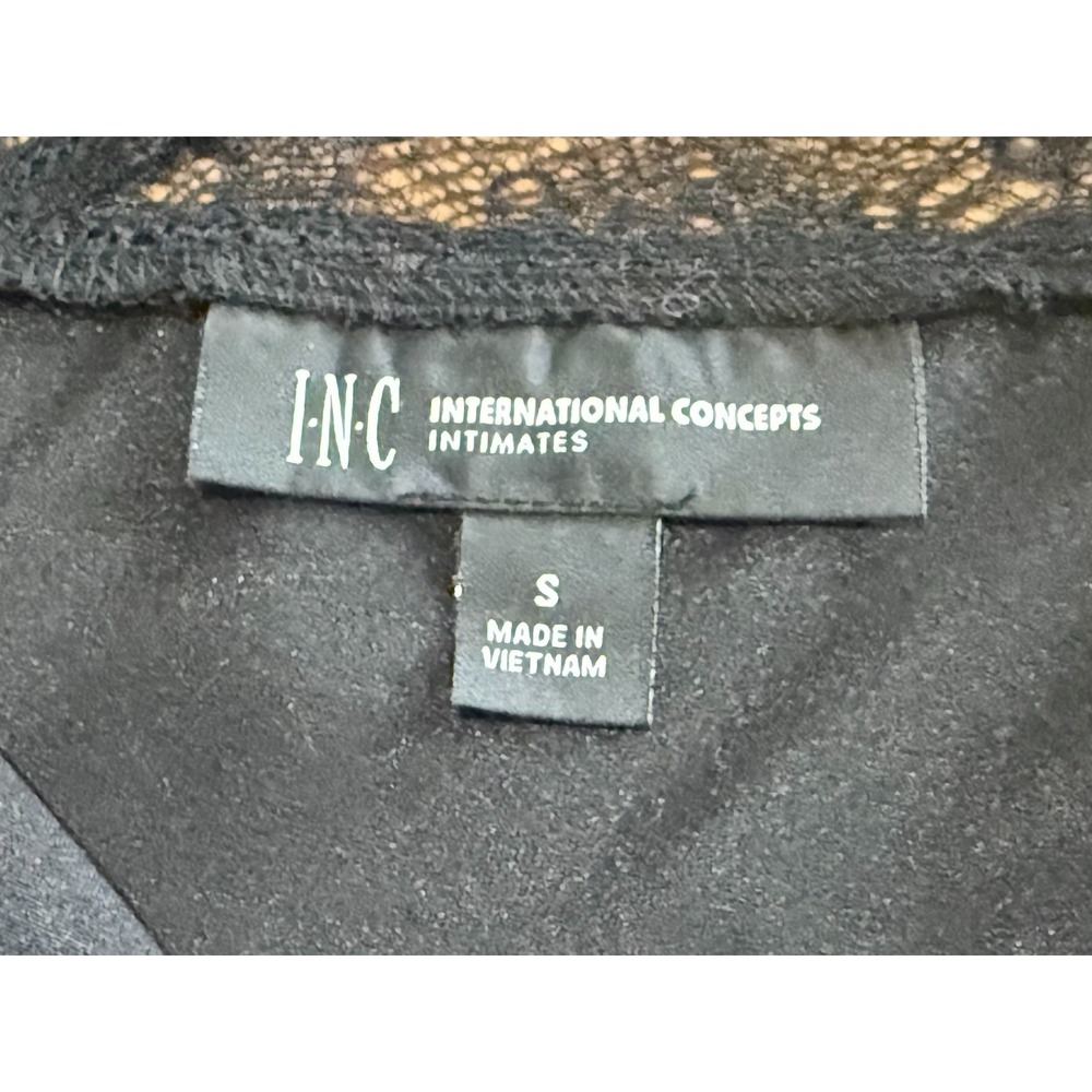 NWT INC International Concepts Black Satin Maxi Nightgown Lace Trim Small - Picture 12 of 12